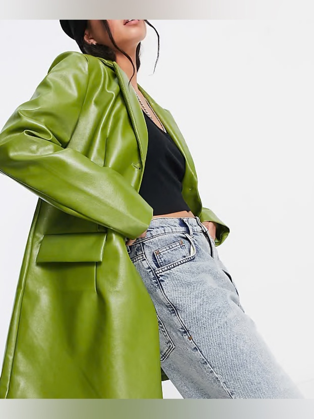 NWOT COLLUSION PU Wadded Blazer in Green, Size 6